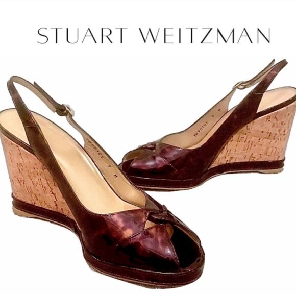 Stuart Weitzman Leopard Wedge Sandals - Picture 1 of 13